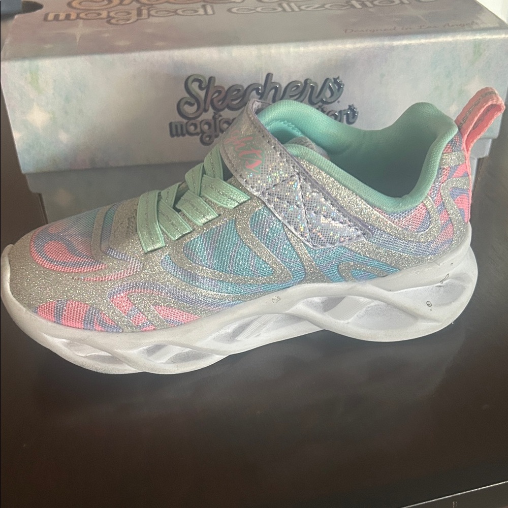 Skechers Kids' Sparkle Light-Up Sneakers - Pink and Blue - Picture 6 of 12